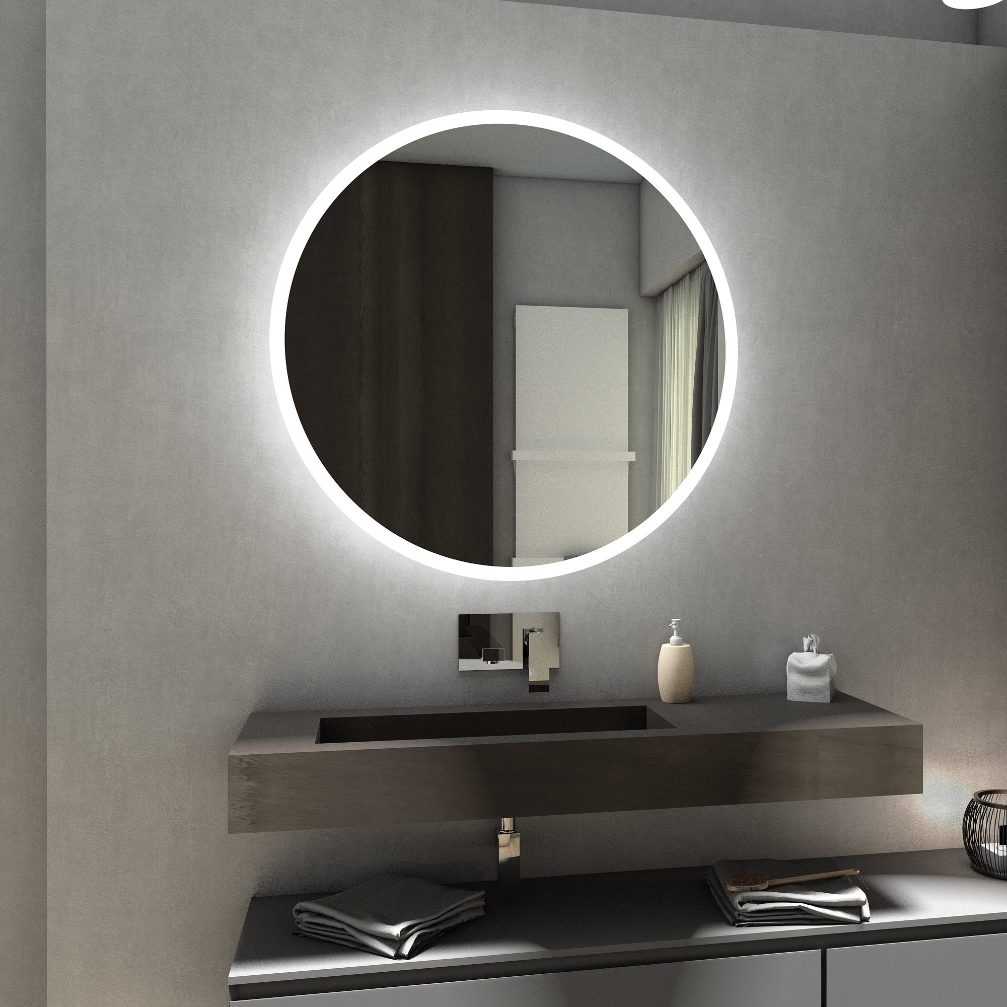 Specchio Rotondo a LED su MISURA con illuminazione circolare 