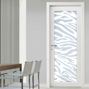 Vetro sabbiato con decoro Zebra su misura per porte interne in legno, alluminio o ferro