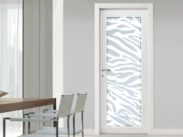 Vetro sabbiato con decoro Zebra su misura per porte interne in legno, alluminio o ferro