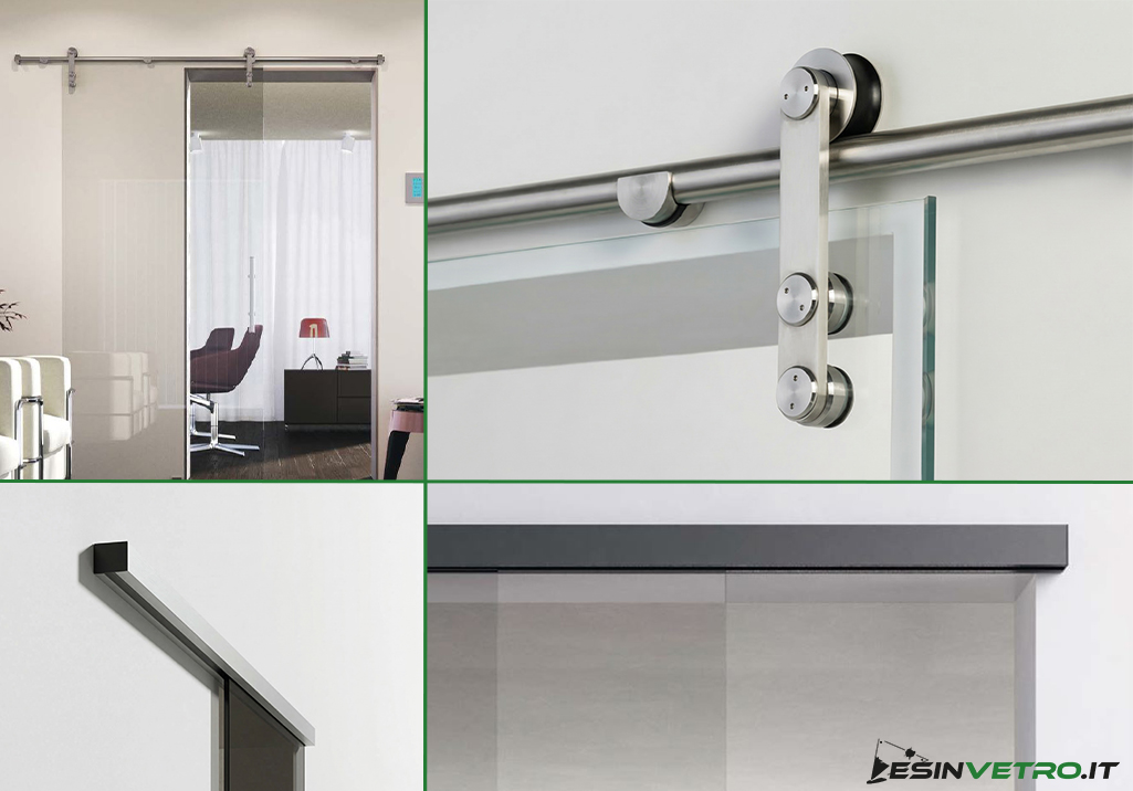 scorrevole binario a vista vs mantovana a scomparsa | esinvetro | porte in vetro su misura