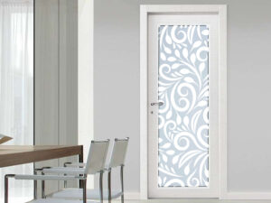 Vetro sabbiato con decoro "Veneziano" su misura per porte interne in legno, alluminio o ferro