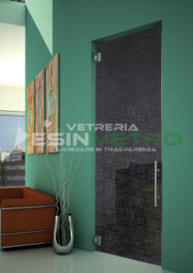 Porta in vetro con inserto lino nero a battente su misura per interni | Vetreria esinvetro Jesi