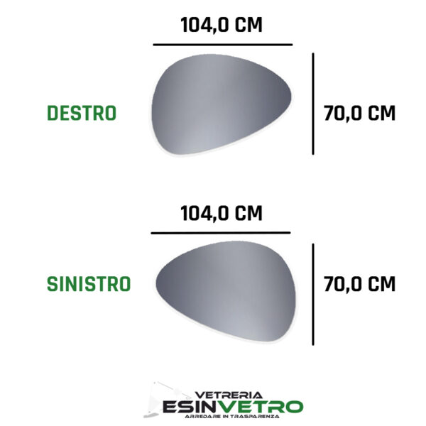 Specchio a Goccia 5mm da parete 104x70 SU MISURA