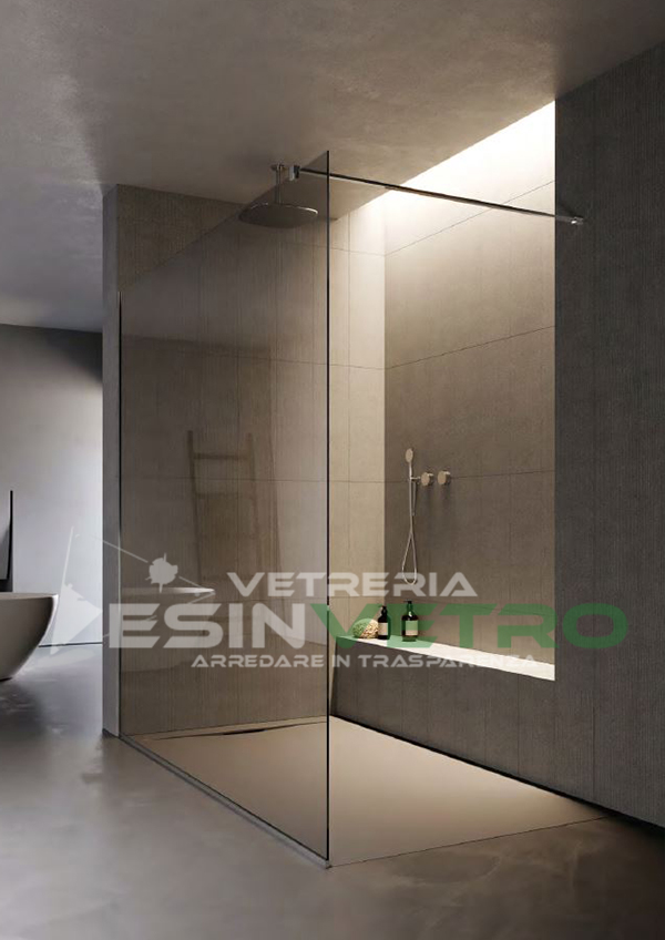 Walk-in parete doccia fissa su misura per bagno | Vetreria esinvetro Jesi