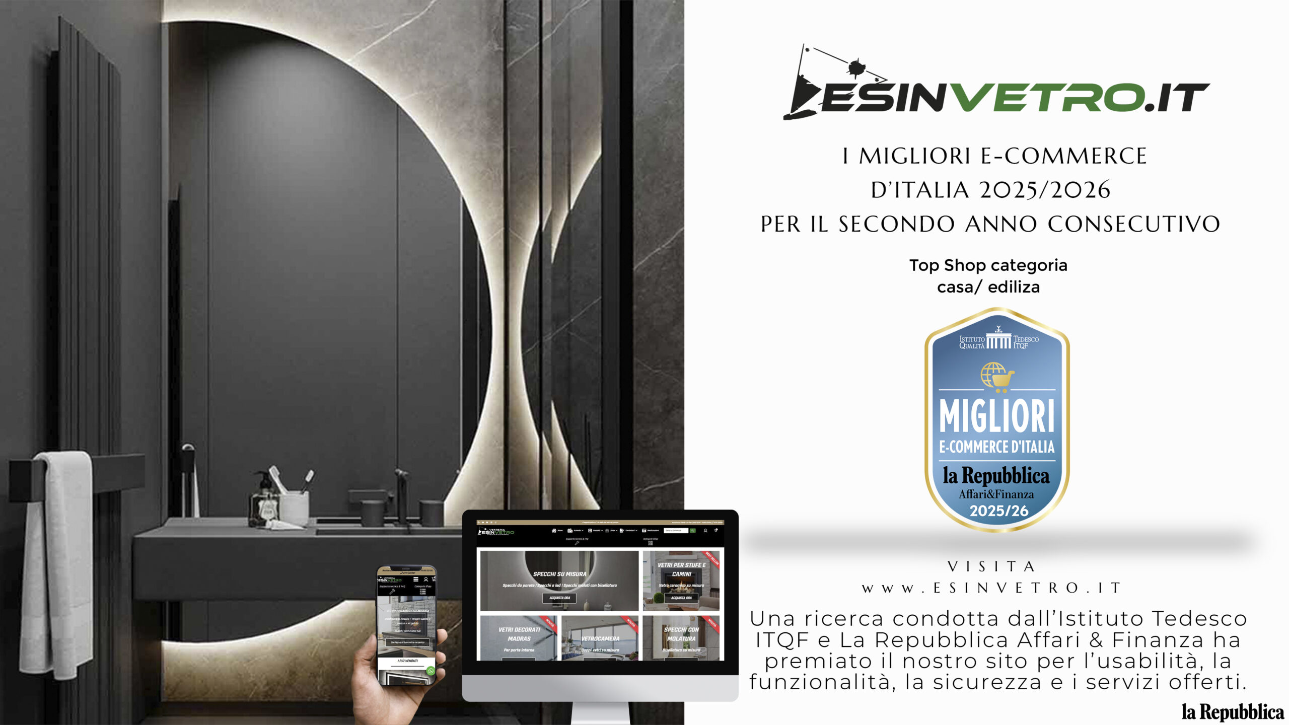 Al momento stai visualizzando Esinvetro.it per il secondo anno consecutivo tra i migliori e-commerce d’Italia 2025/2026